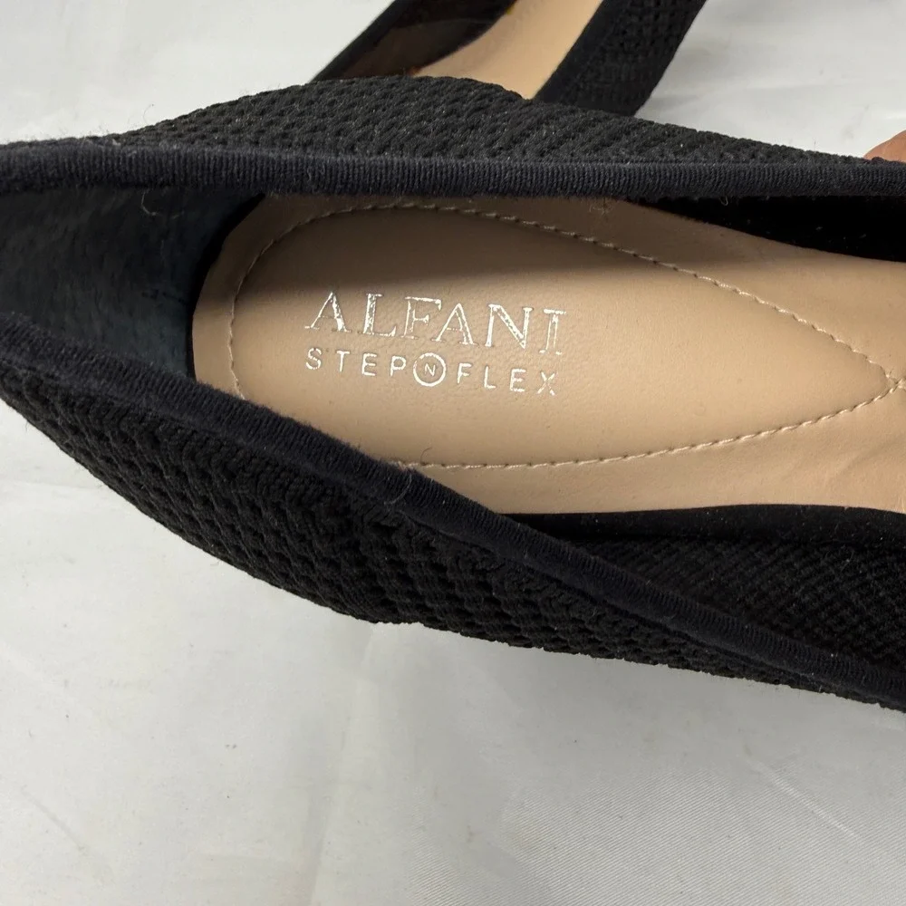 Alfani Step N Flex Womens 10M Black Knit Pointed Toe Stiletto Pump Heels